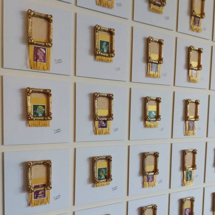 shredded English postage stamps, homage to Banksy's shreded art