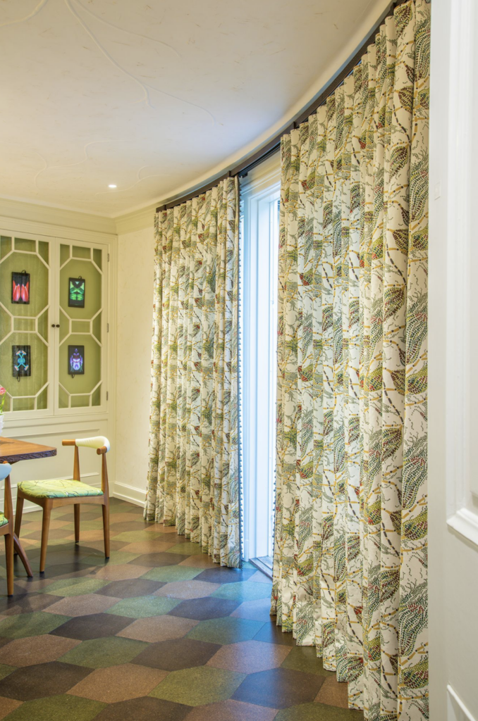 The Fern Spore Blossoms - Forest textile design takes its inspiration from microscopic images of fern spores, using the graphic imagery of the spores to create an energetic pattern that dances across the fabric. 